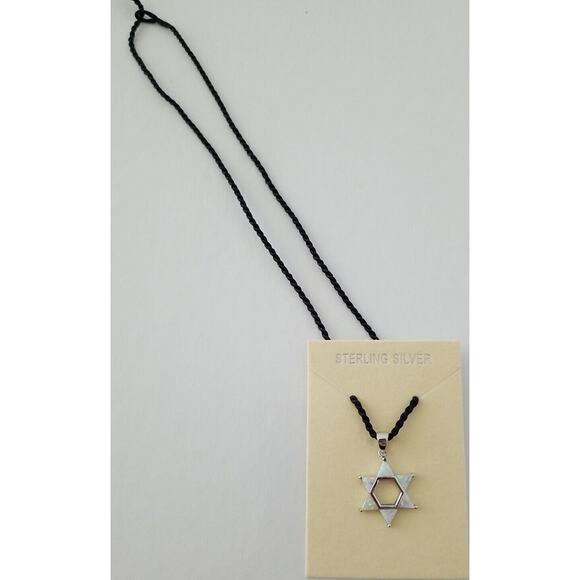 DESIGNER ALEXANDER KALIFANO OPAL INLAY STERLING STAR OF DAVID PENDANT ROPE... - Picture 3 of 7